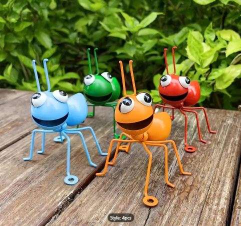 ***4 PIECE (ANTS)*** - DECORATIVE 3D IRON ANT SCULPTURES