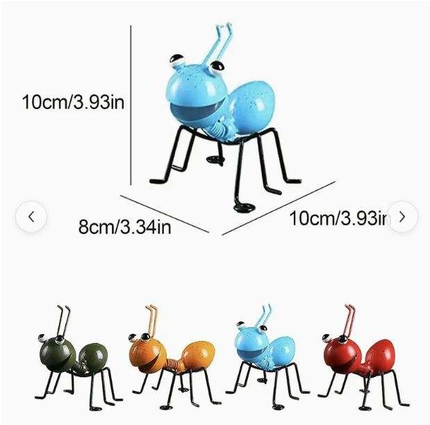 ***4 PIECE (ANTS)*** - DECORATIVE 3D IRON ANT SCULPTURES - Colorful