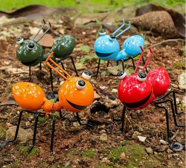 ***4 PIECE (ANTS)*** - DECORATIVE 3D IRON ANT SCULPTURES - Colorful
