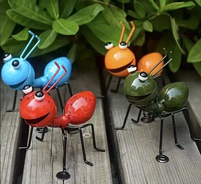 ***4 PIECE (ANTS)*** - DECORATIVE 3D IRON ANT SCULPTURES - Colorful