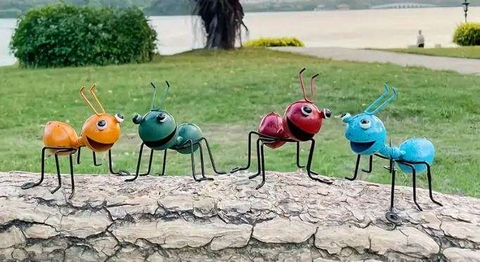 ***4 PIECE (ANTS)*** - DECORATIVE 3D IRON ANT SCULPTURES - Colorful