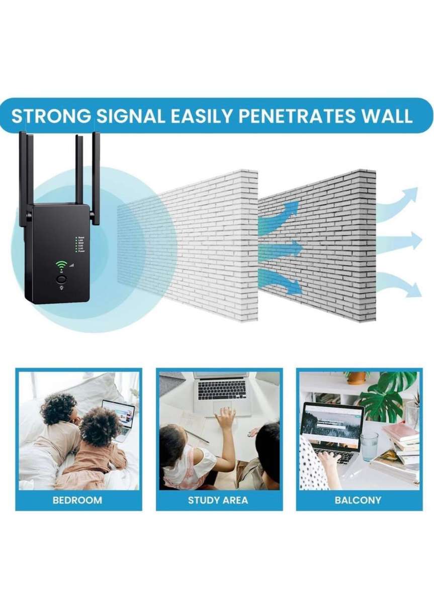 1200Mbps Wireless WiFi Range Extender Repeater-Q-W012 AC Duo-Bands 2.4/5ghz -Black