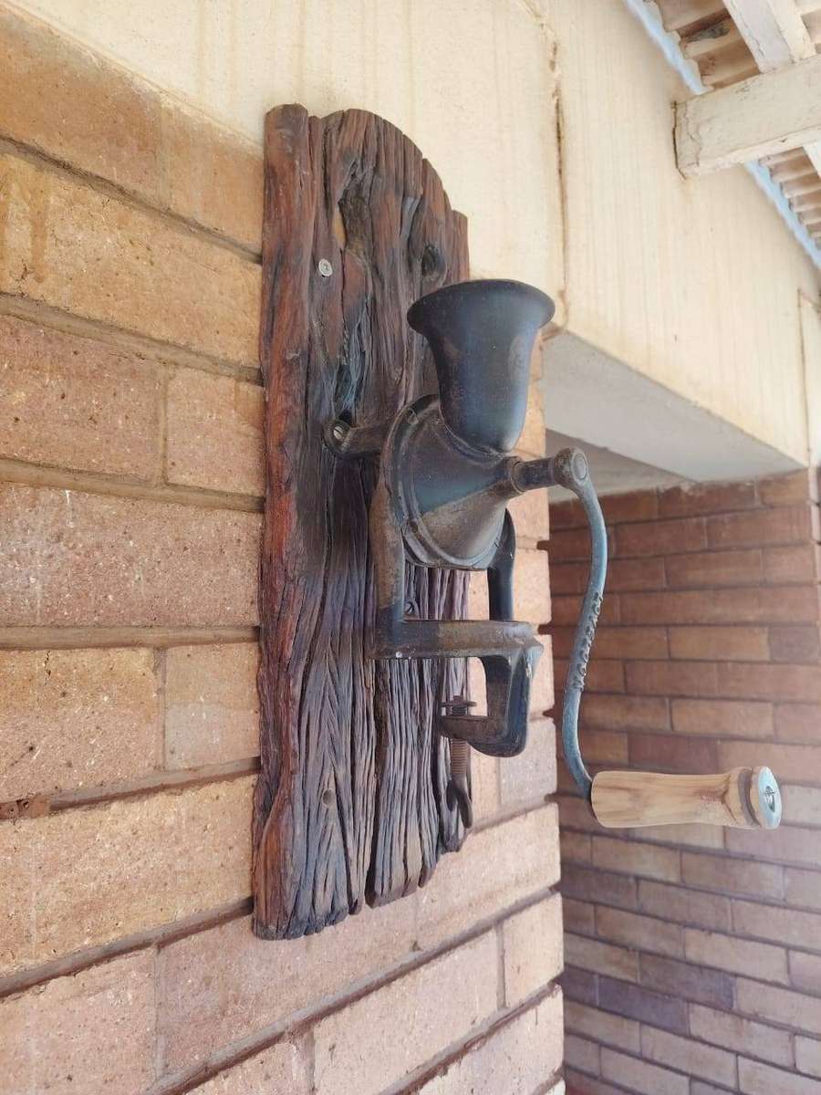 Rustic Antique Wall-Mounted Coffee Grinder