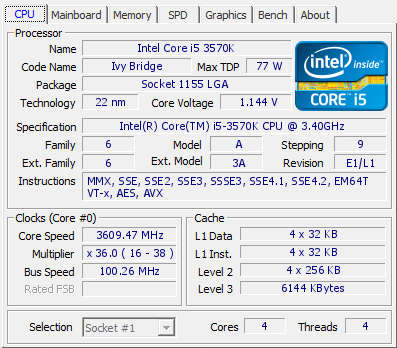 Intel i5-3570k processor CPU for Socket LGA1155