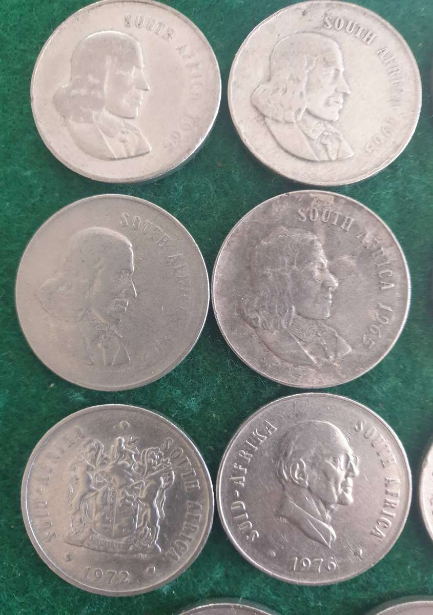 15 x South African 20c coins