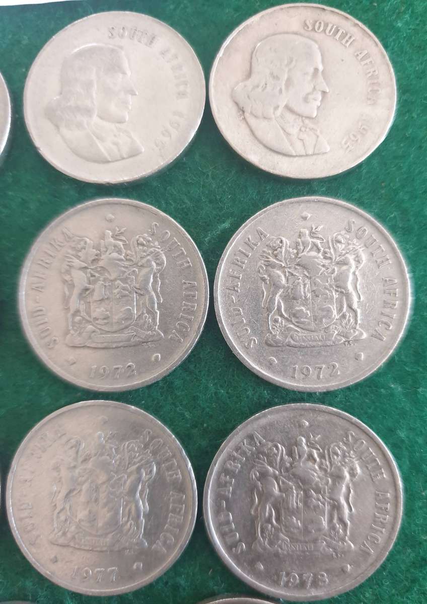 15 x South African 20c coins