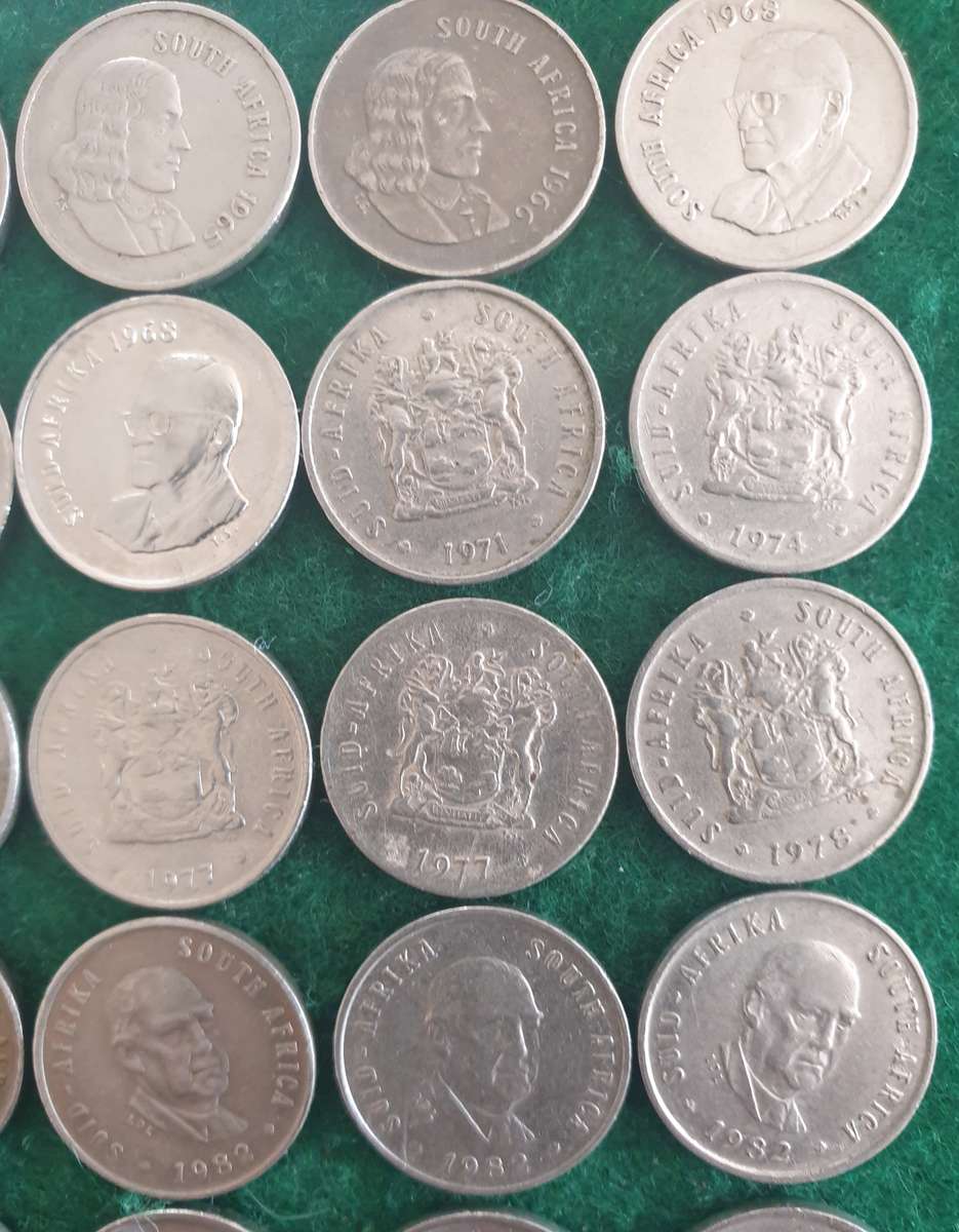 36 x South African 5c coins (1965 to 1988)