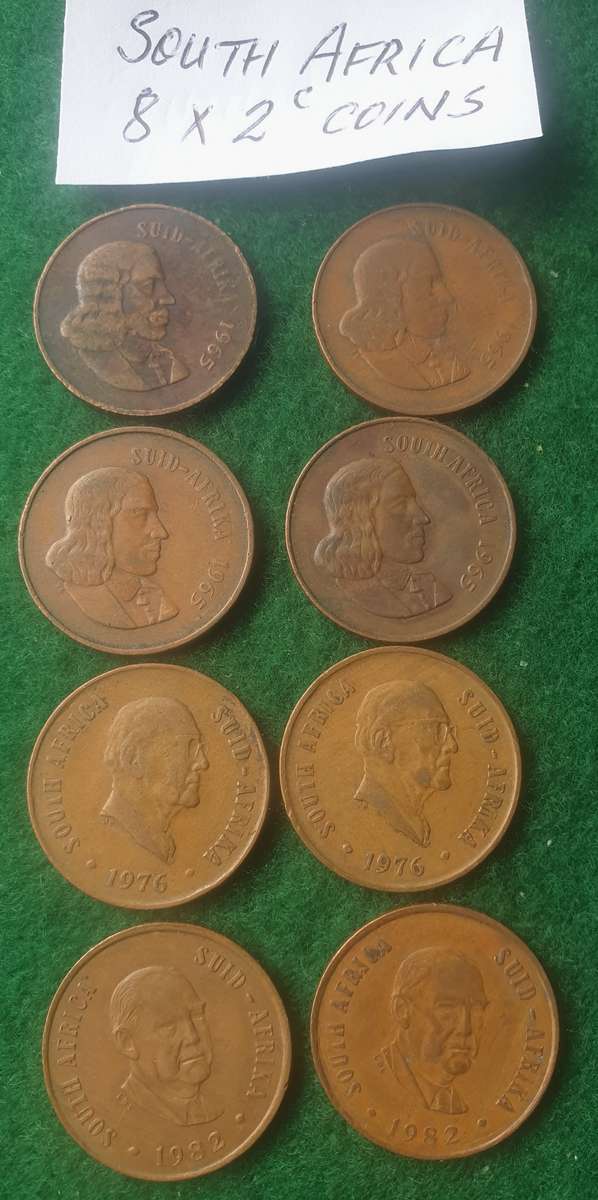 8 x South African 2 cent coins