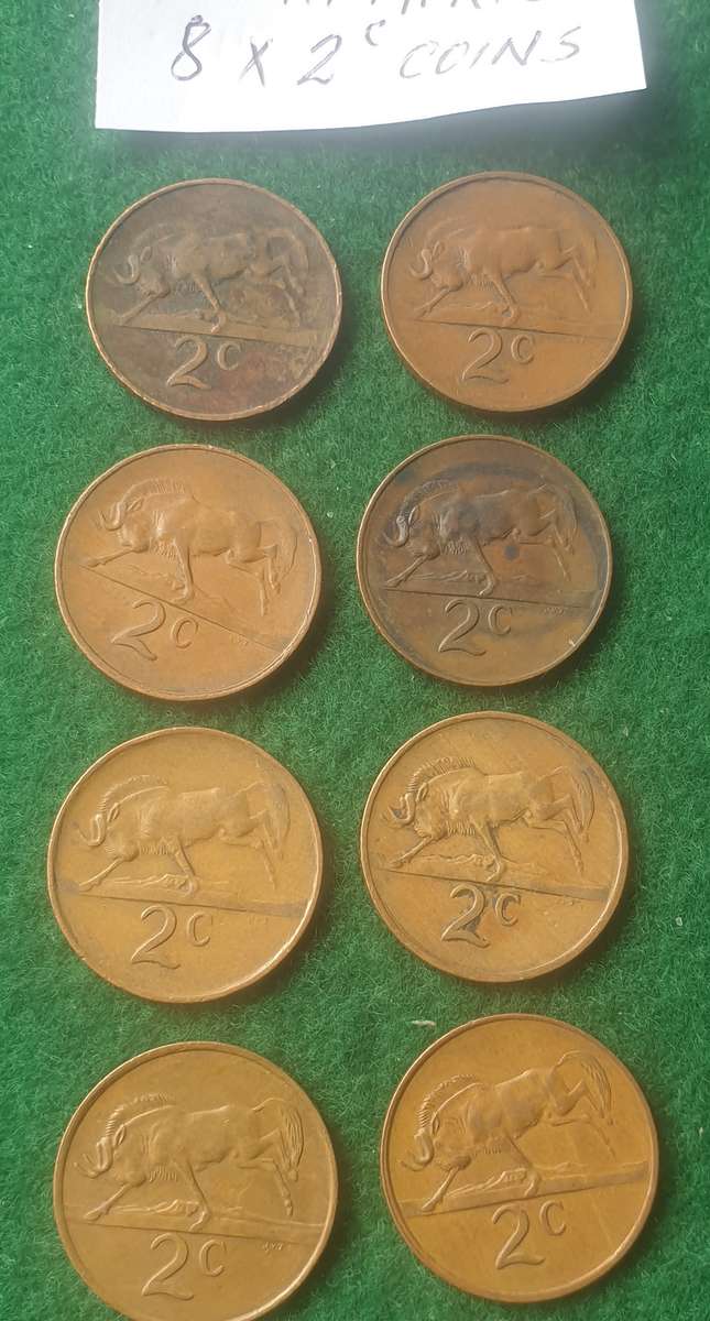 8 x South African 2 cent coins
