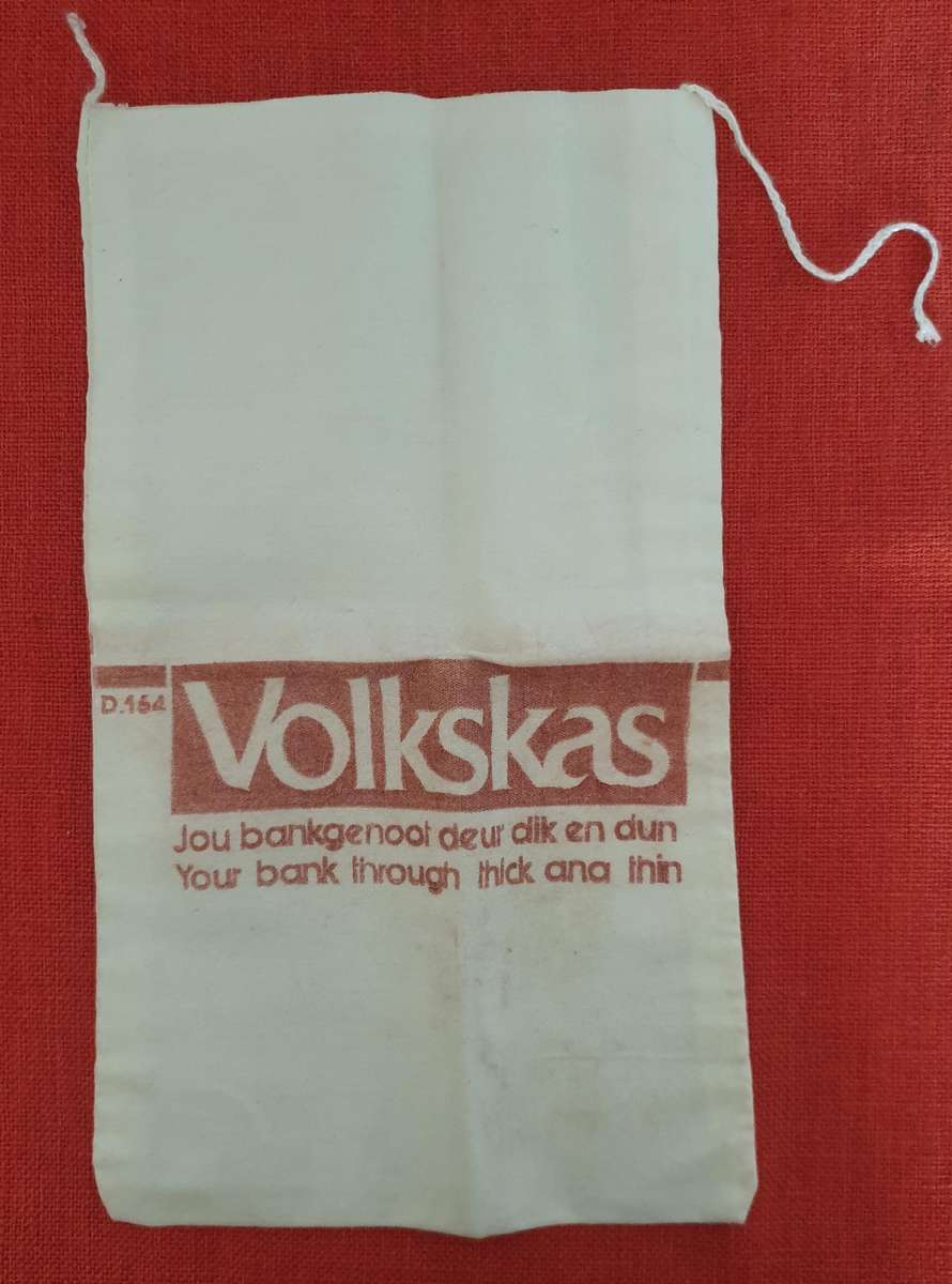 3 x vintage Volkskas Bank linen money bags