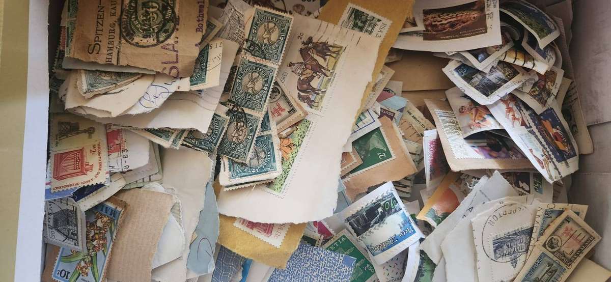 Box of Mix World Stamps on Paper