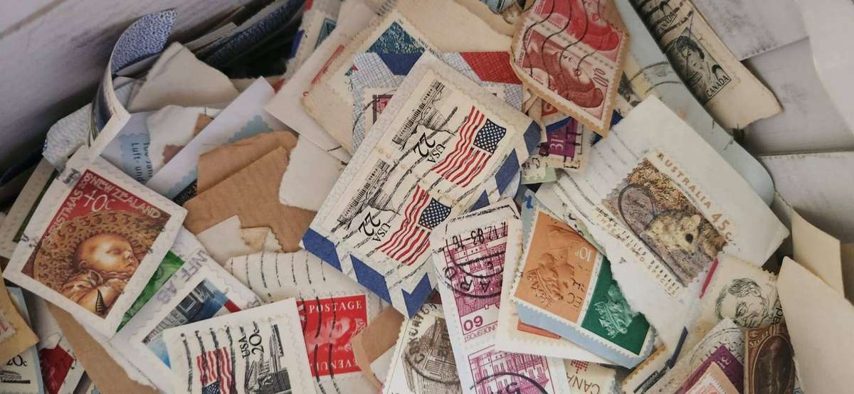 Box of Mix World Stamps on Paper