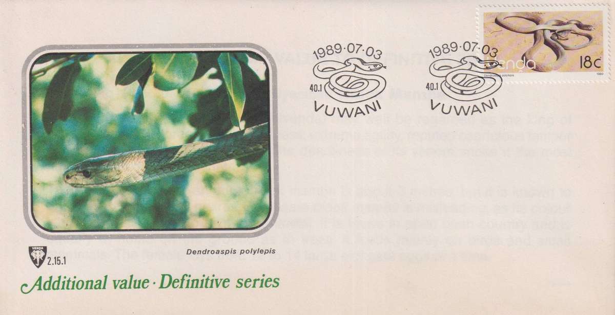 FDC Venda 1989 Reptiles