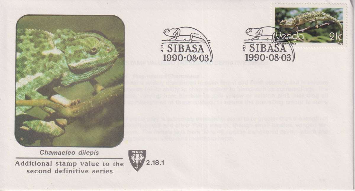 FDC Venda 1990 Reptiles