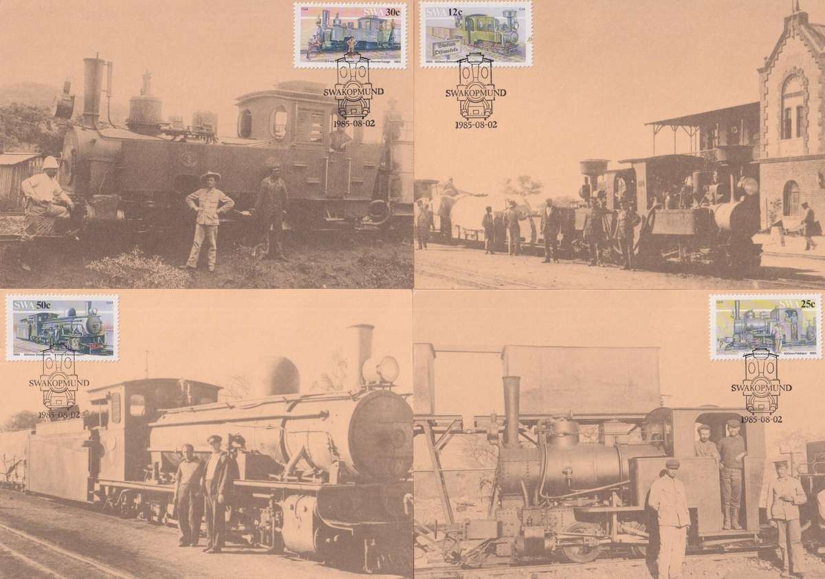 Maxi Card Set of 4 1985 Narrow-gauge Railway Locomotives (Packs Of 10 Bid per pack to take all)