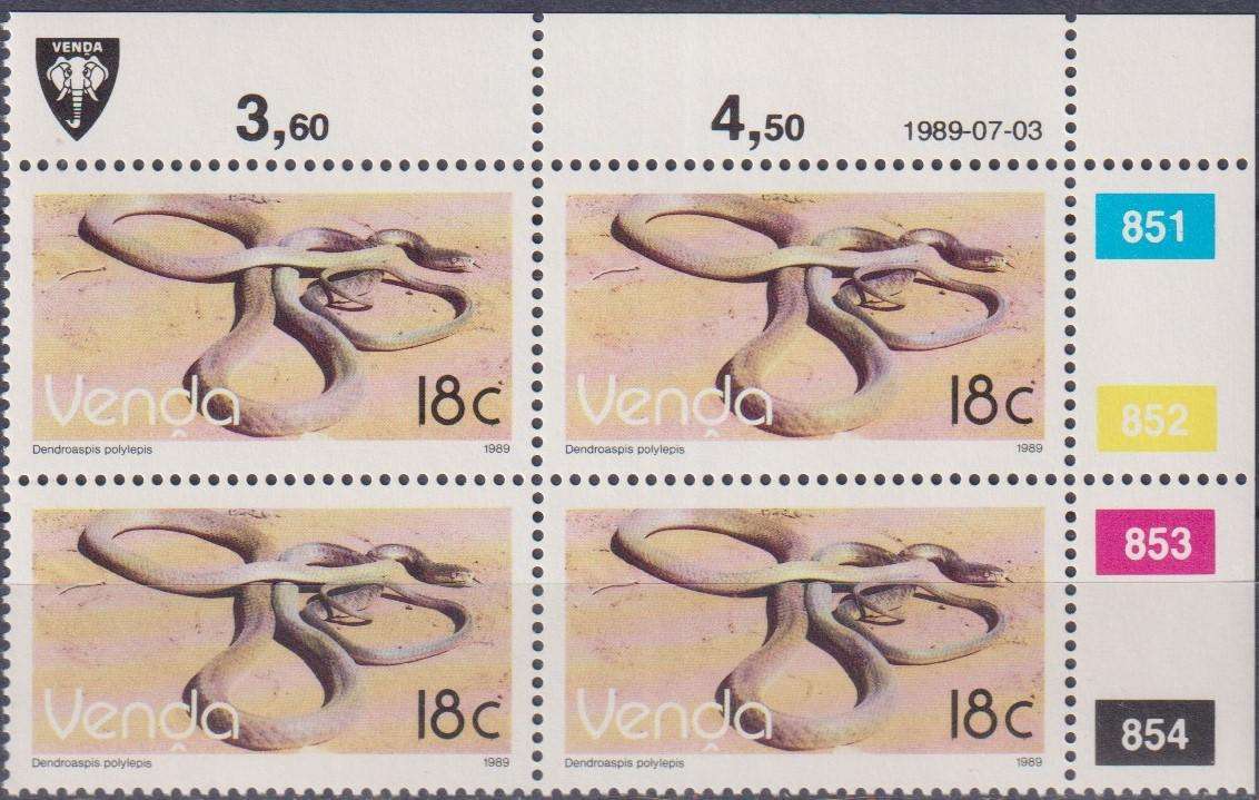 Stamps Control Blocks 1989 Reptiles