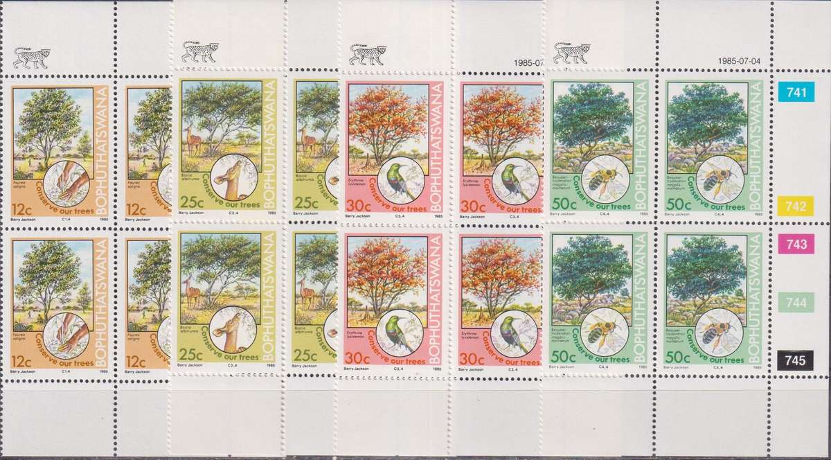 Stamp Control Blocks Bophuthatswana 1985 Tree Conservation