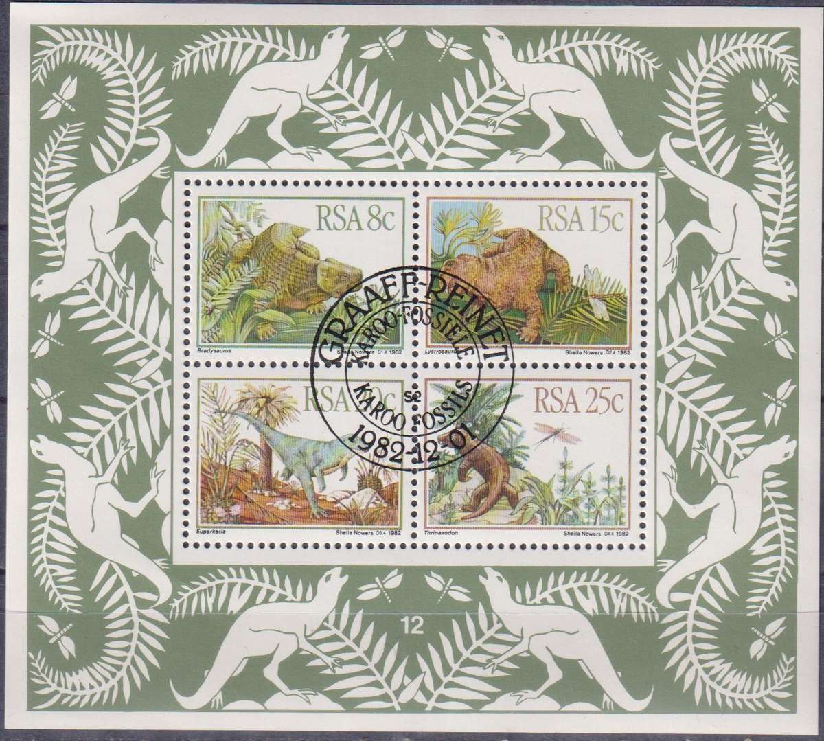 Stamps Control Blocks RSA 1982 Dinosaurs