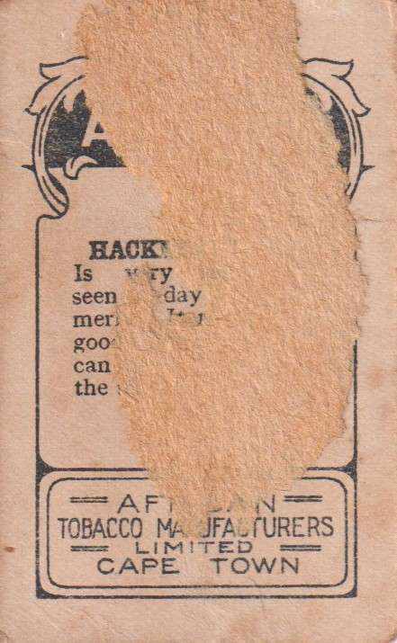 Cigarette Card  Africa Tabaco manufactures Limited Cape Town Animal