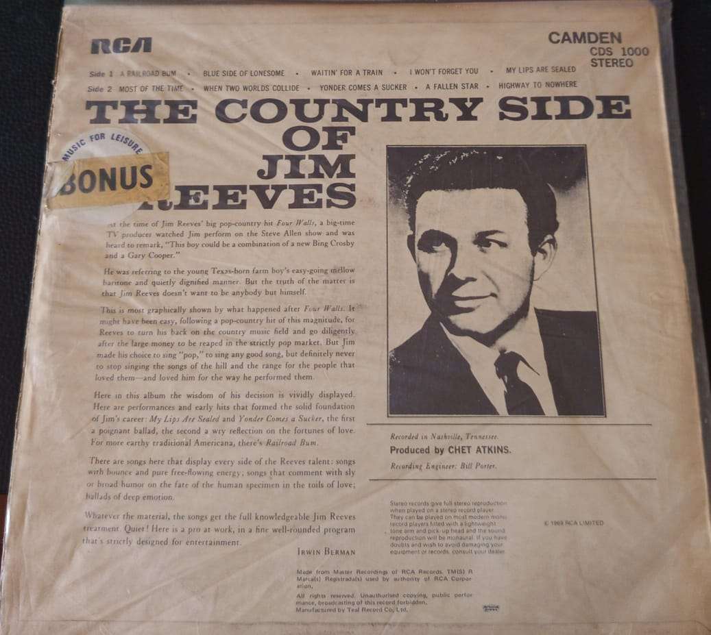 LP/Vinyl - The country side of Jim Reeves