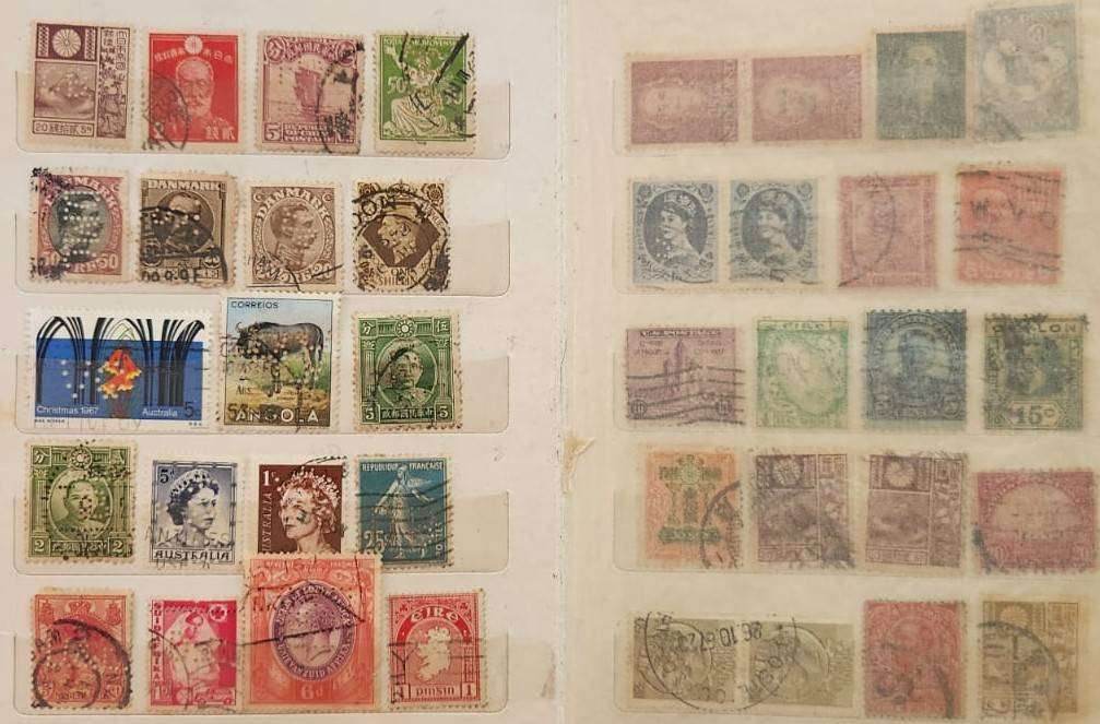 Stamp Album Hard Cover 8 Page 14 Sides  Mix World Perforated stamps (NOT CHECKED)