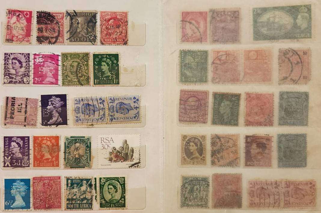 Stamp Album Hard Cover 8 Page 14 Sides  Mix World Perforated stamps (NOT CHECKED)