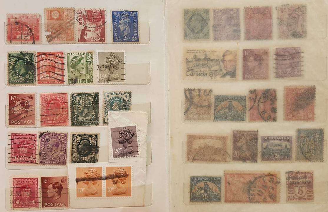 Stamp Album Hard Cover 8 Page 14 Sides  Mix World Perforated stamps (NOT CHECKED)