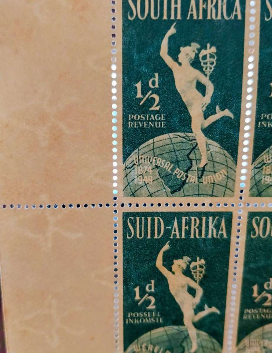 Stamp Control Blocks RSA 1949 The 75th Anniversary of U.P.U Water Mark