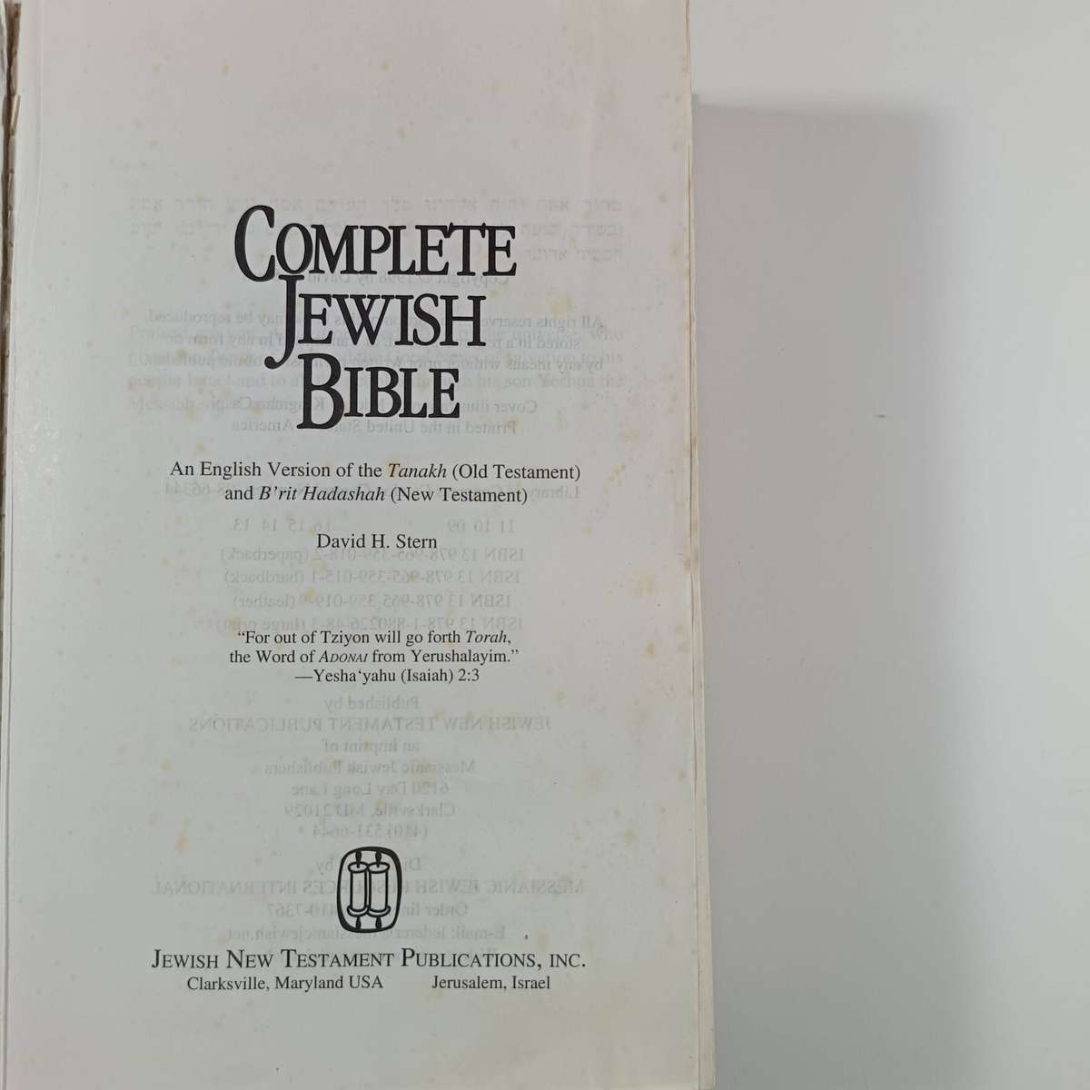 Complete Jewish Bible  David H. Stern | Tanakh & Brit Hadashah, English Version