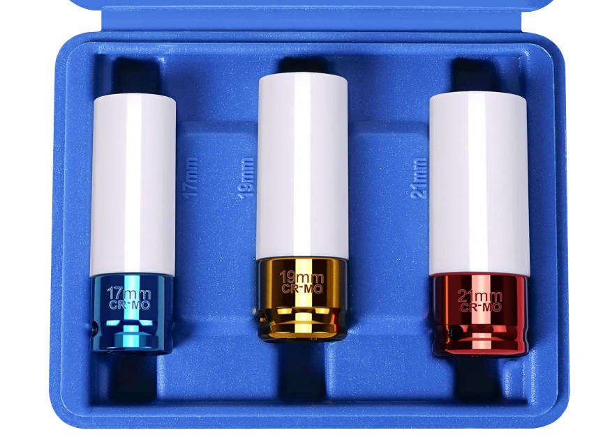 3pcs 1/2" Thin Wall Deep Impact Socket Set Plastic Sleeve