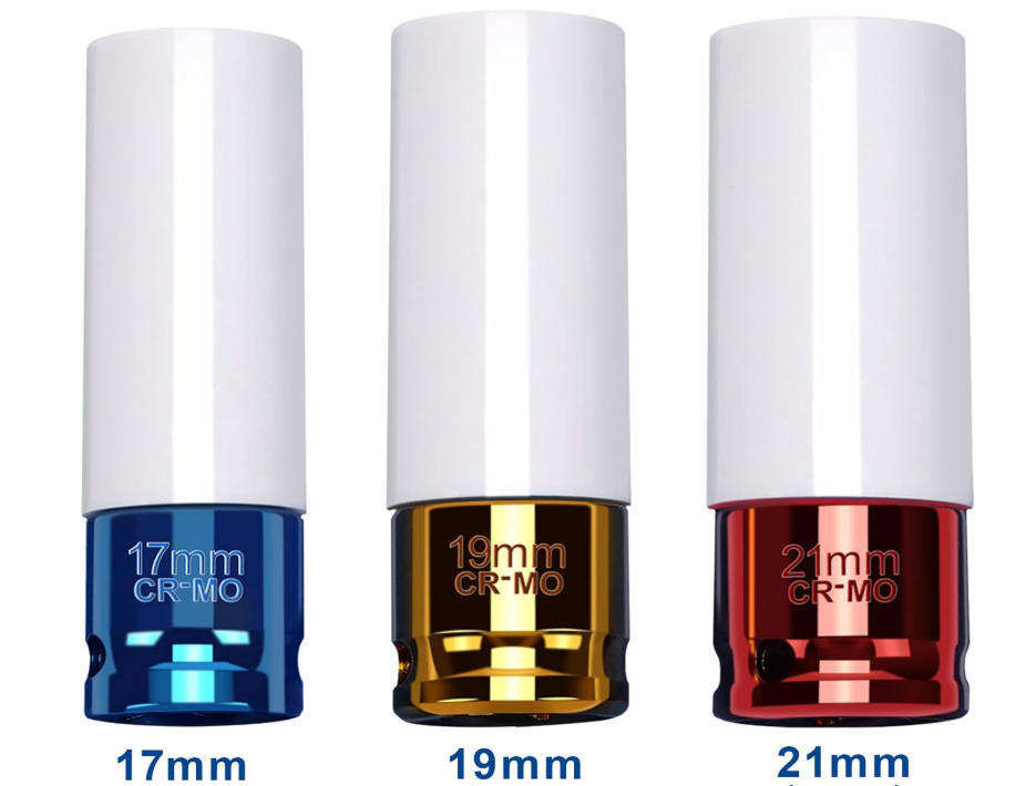 3pcs 1/2" Thin Wall Deep Impact Socket Set Plastic Sleeve