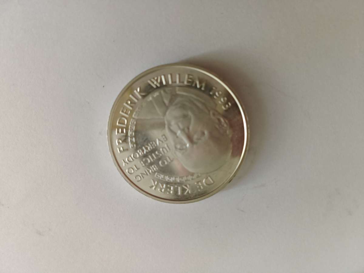 Nelson Mandela and FW Dr Klerk silver coin