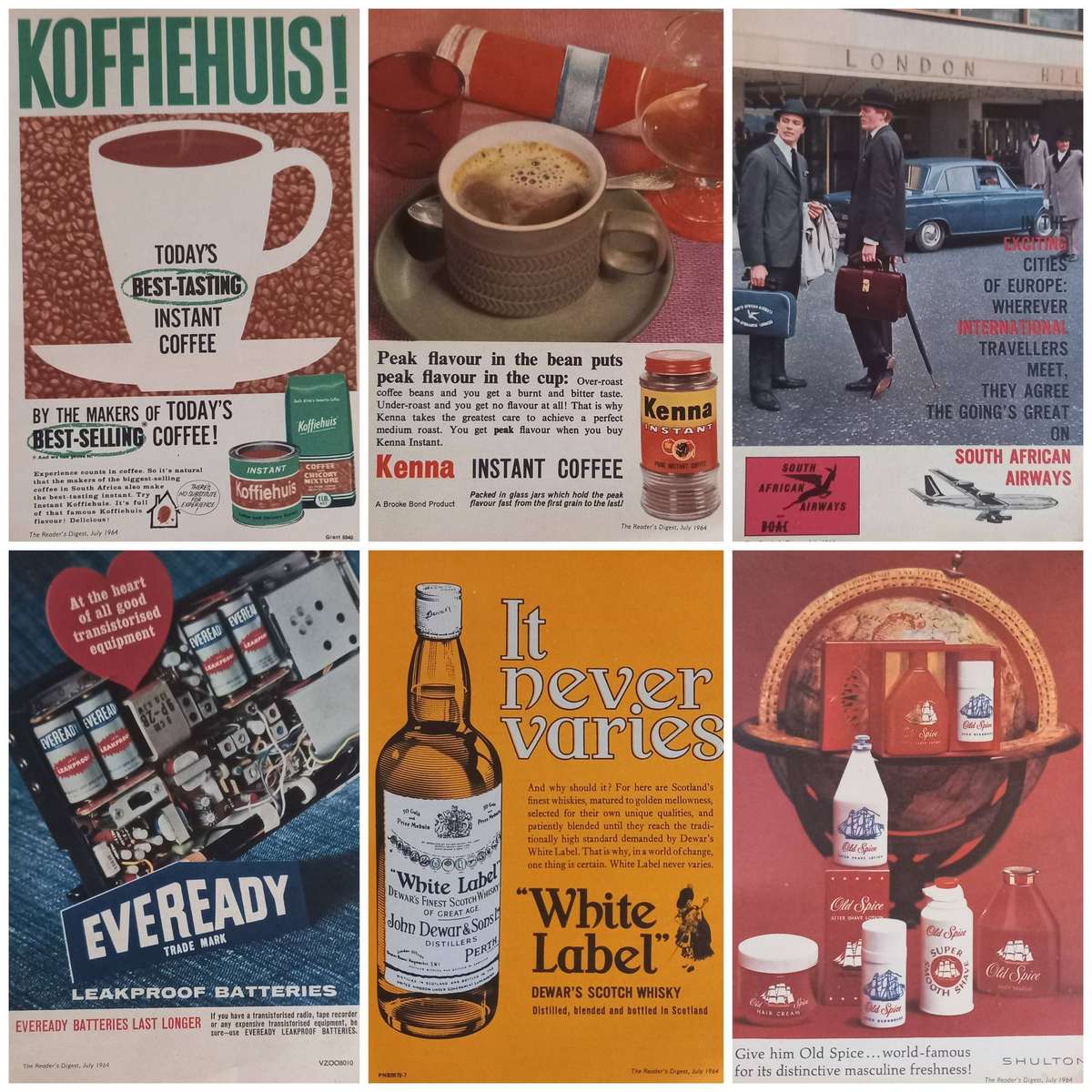 55 x Various Vintage Magazine Ads. 18.5cm x 13.5cm Each