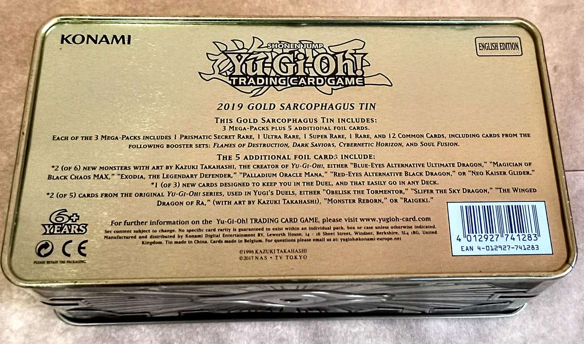 Yu-Gi-Oh ! 2019 Gold Sarcophagus Tin with Various content as per pictures