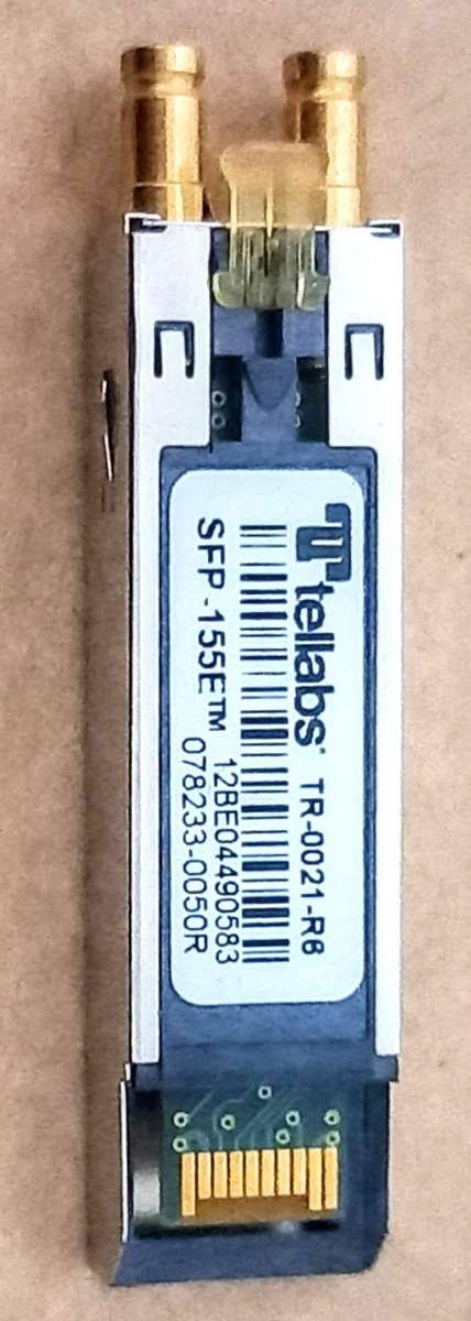 Tellabs SFP-155E-TR-0021-R6 transceiver module.