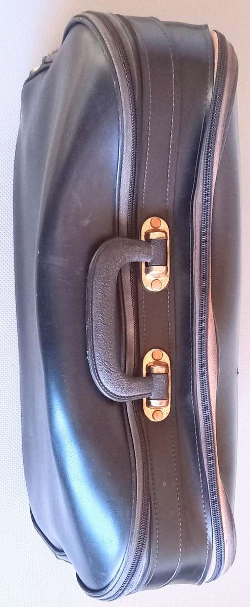 Vintage SAL SAA South African Airways Pilot Carry-On Vinyl Black Bag 1960s