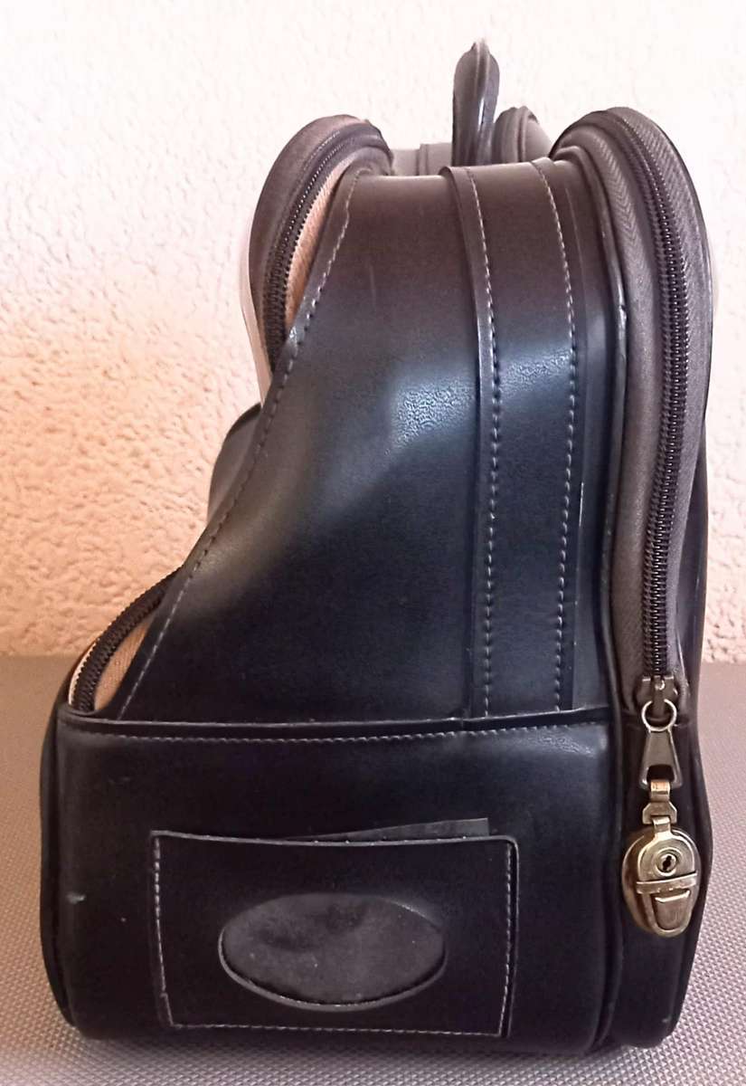 Vintage SAL SAA South African Airways Pilot Carry-On Vinyl Black Bag 1960s