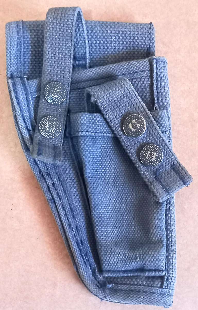Vintage SAPS Blue Canvas Pistol and Magazine Holster as per Pictures.
