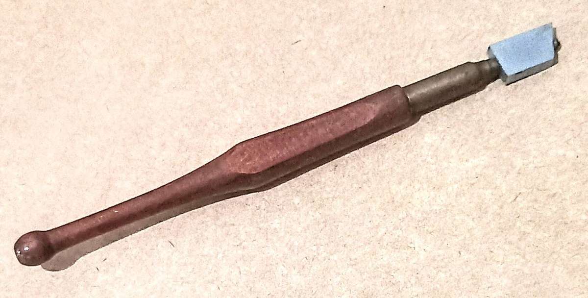 Rare Vintage Wood & Brass MHC Warranted 3A Glass Cutter Tool. 18cm Length.