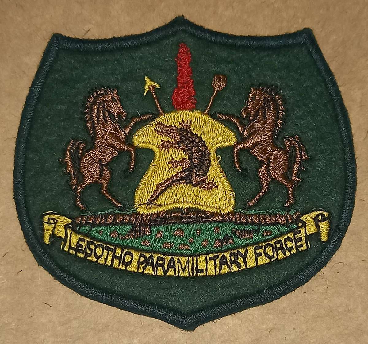 Very Rare Pre LDF Lesotho Paramilitary Force Cloth Badge. 20cm x 9cm