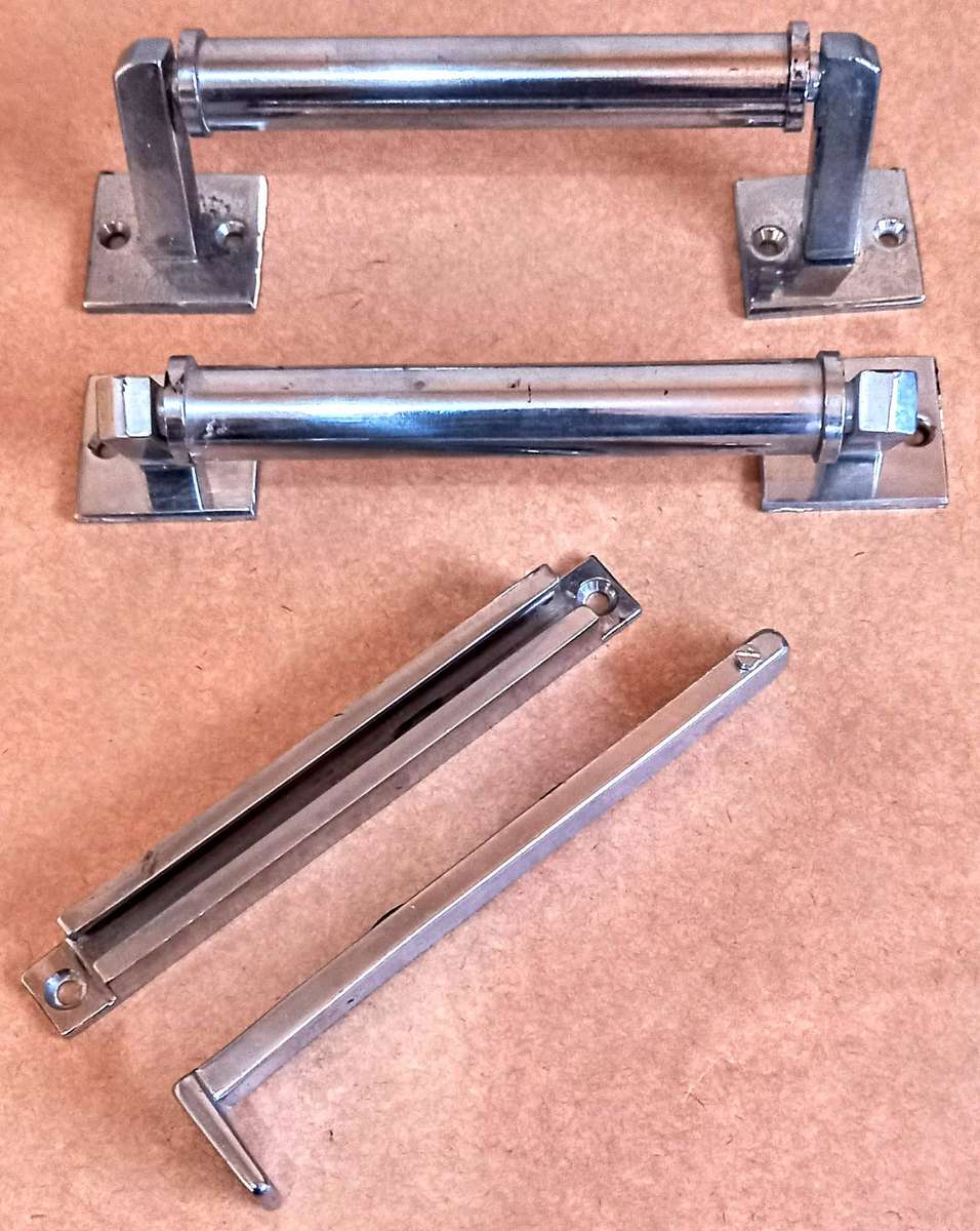 Vintage Wooden Sliding Door Chromed Handles With Floor Lock Sliding Pin