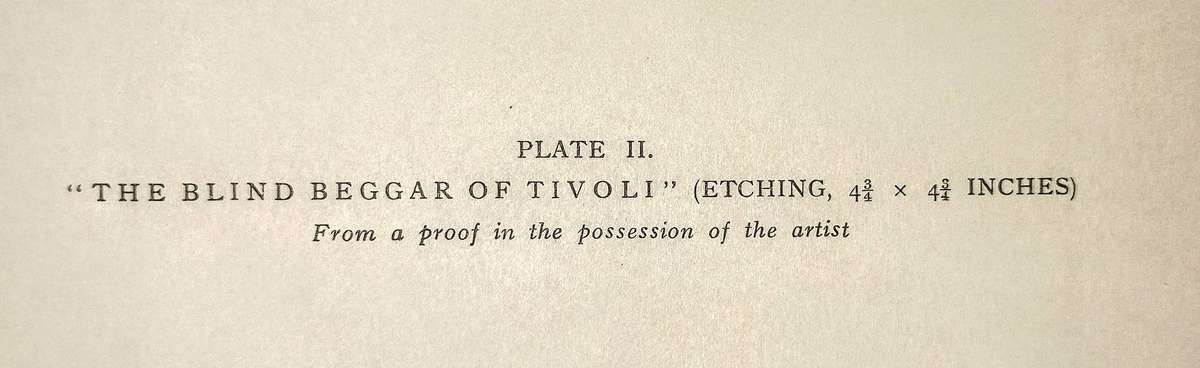 Robert Austin. The Blind Beggar of Tivoli Etching. 12.5cm x 12.5cm