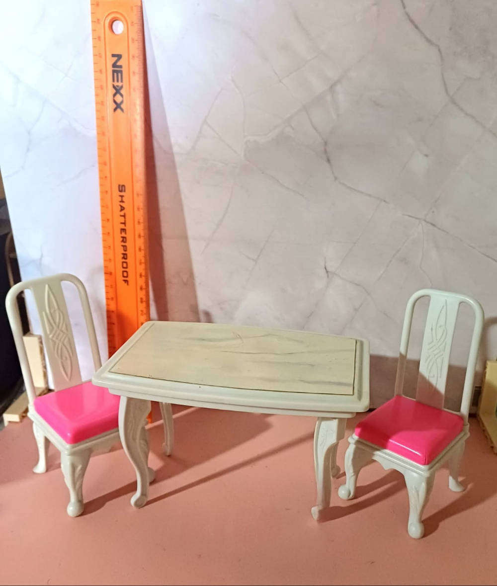 Vintage Blue Box dollhouse table and chair set.