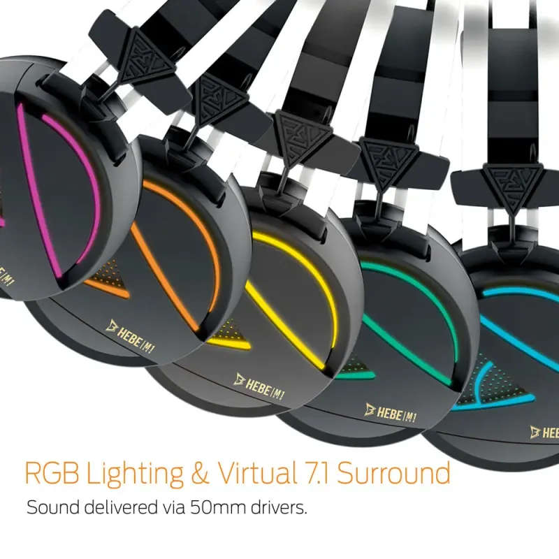 Gamdias Hebe M1 RGB 7.1 Virtual Surround Sound Gaming Headset / 50mm HD driver / RGB Visual Illumina