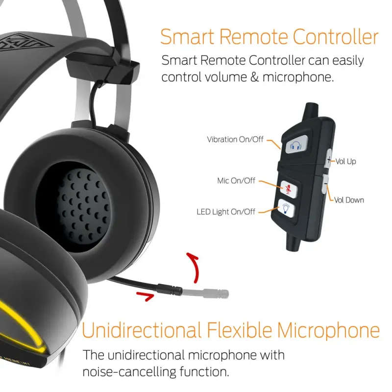 Gamdias Hebe M1 RGB 7.1 Virtual Surround Sound Gaming Headset / 50mm HD driver / RGB Visual Illumina