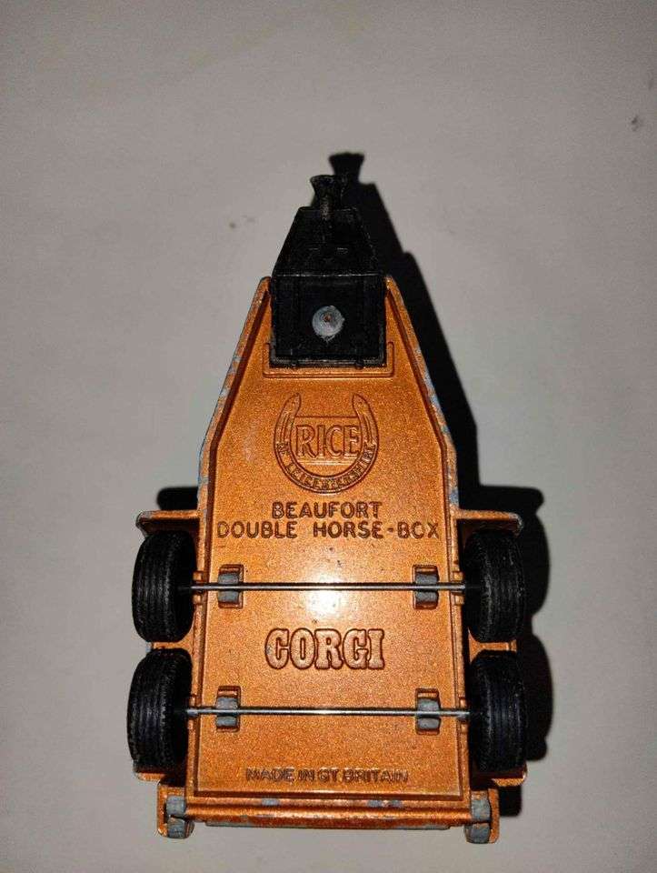 Vintage - Rice Gt Britain Beaufort Double Horse Box Metal Toy Trailer Corgi Pony Club