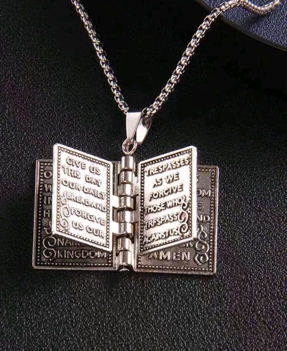 Real stainless steel Bible with necklace