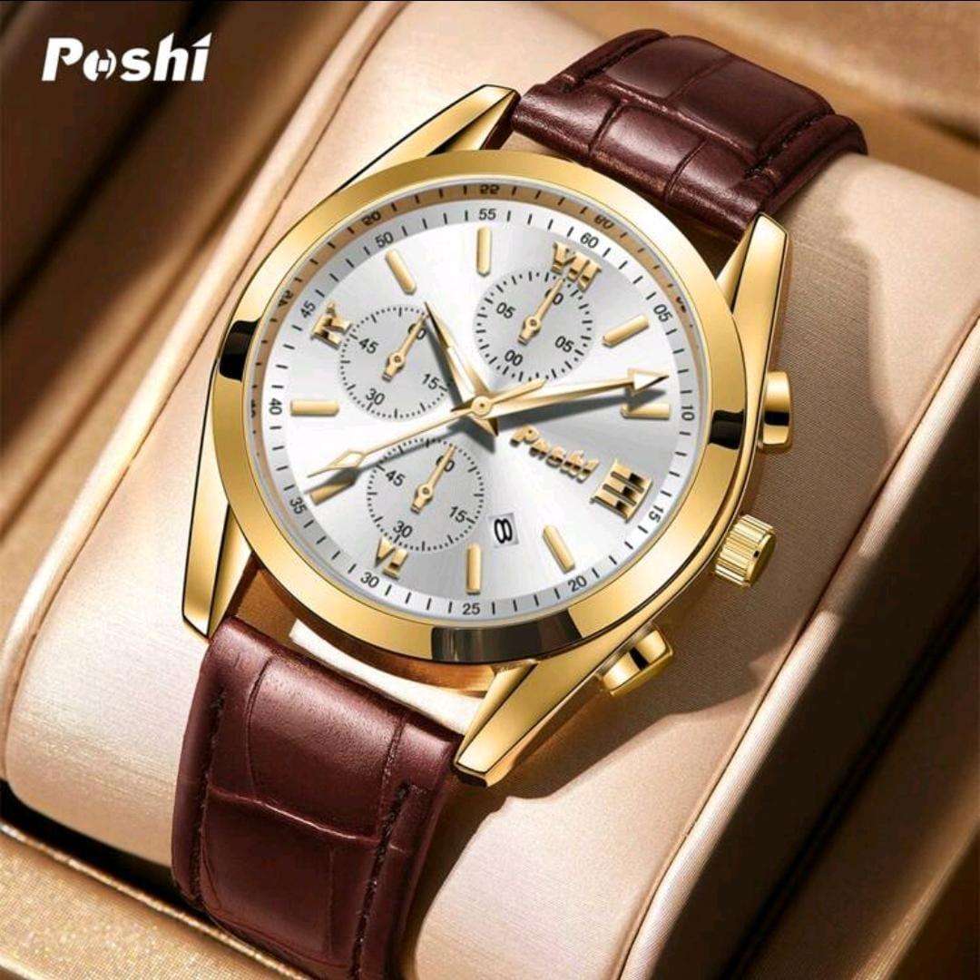 Men Posh luxury watch genuine leather