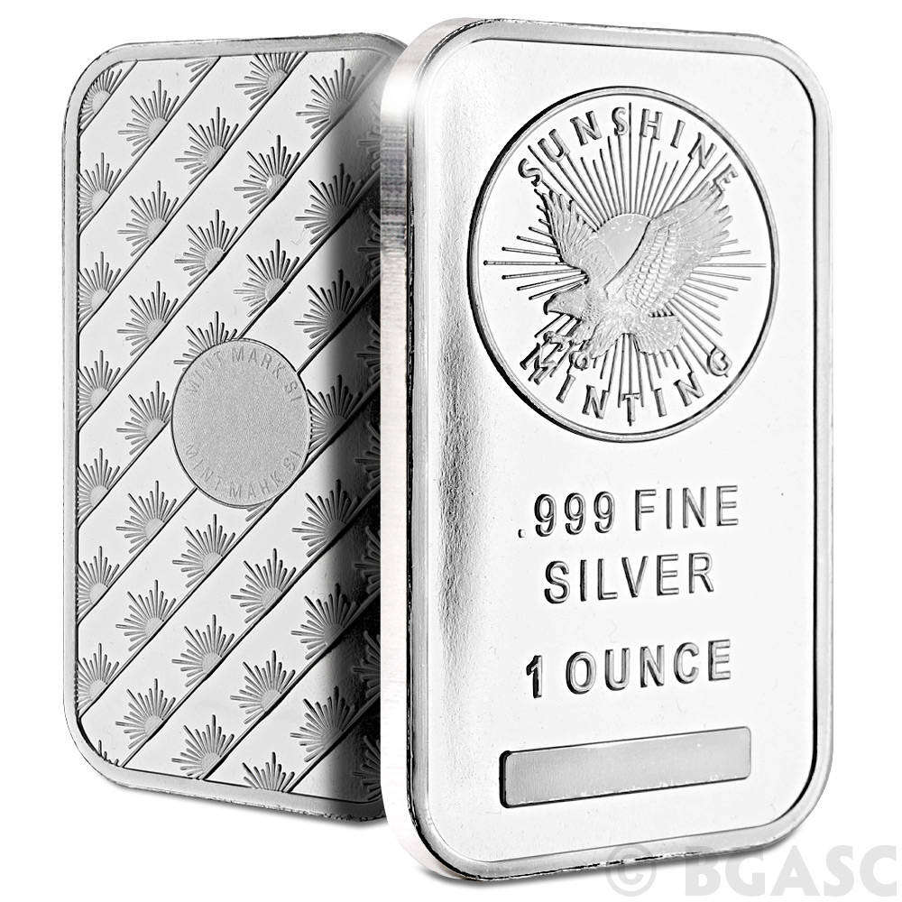 Silver 1oz Bar Sunshine Minting .999 Fine Silver