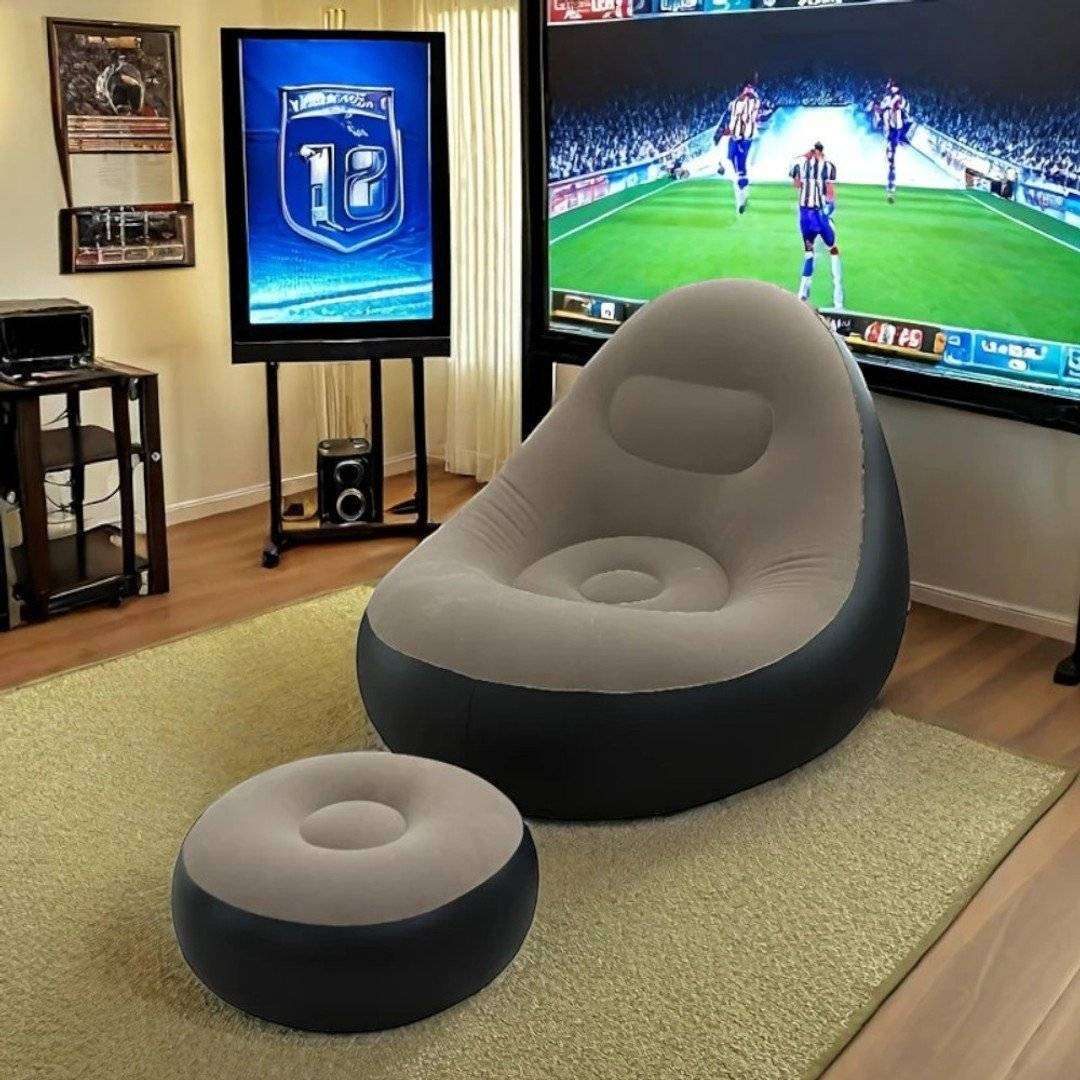 Family Inflatable Lazy Sofa, Inflatable Lounge Chair With Ottoman